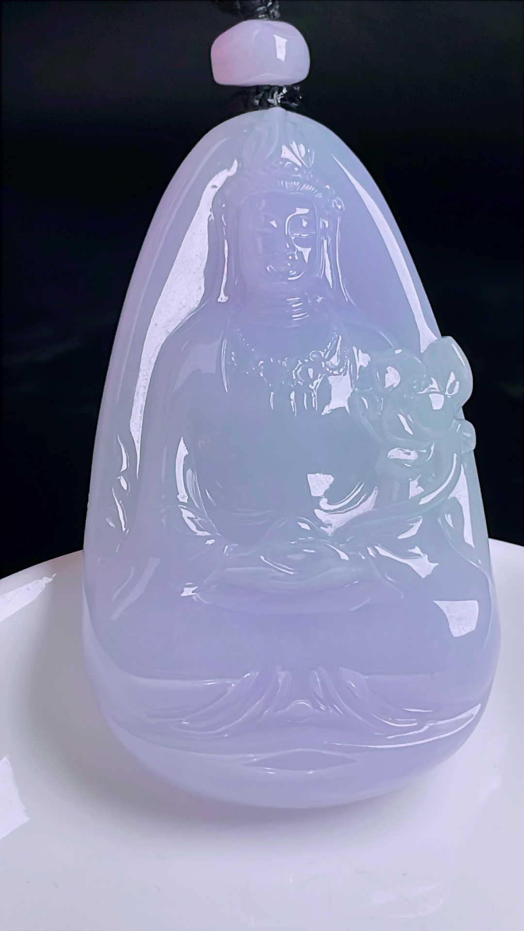 冰紫观音，老种起光，细底通透，尺寸：64.8/35.3/7.8mm0916