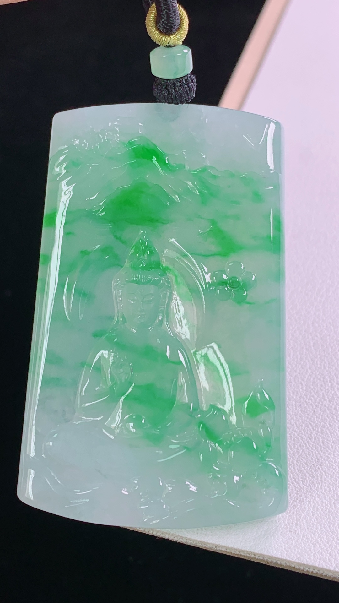 ️冰飘绿山水观音，一刀切，翠色灵动，水润清爽，无裂，尺寸:58.3-37.4-6.0mm 4