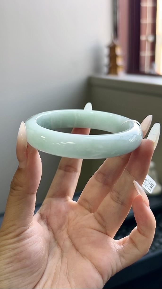 宽版晴底半山水正圈手镯成品 HY-6433 尺寸：56-13-8