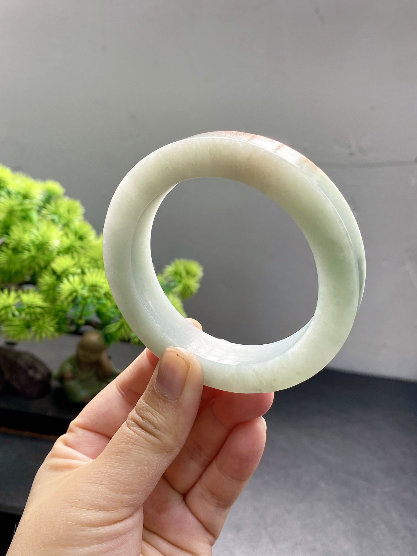蓝绿底飘红翡 尺寸57-77-12.5 编号JF869