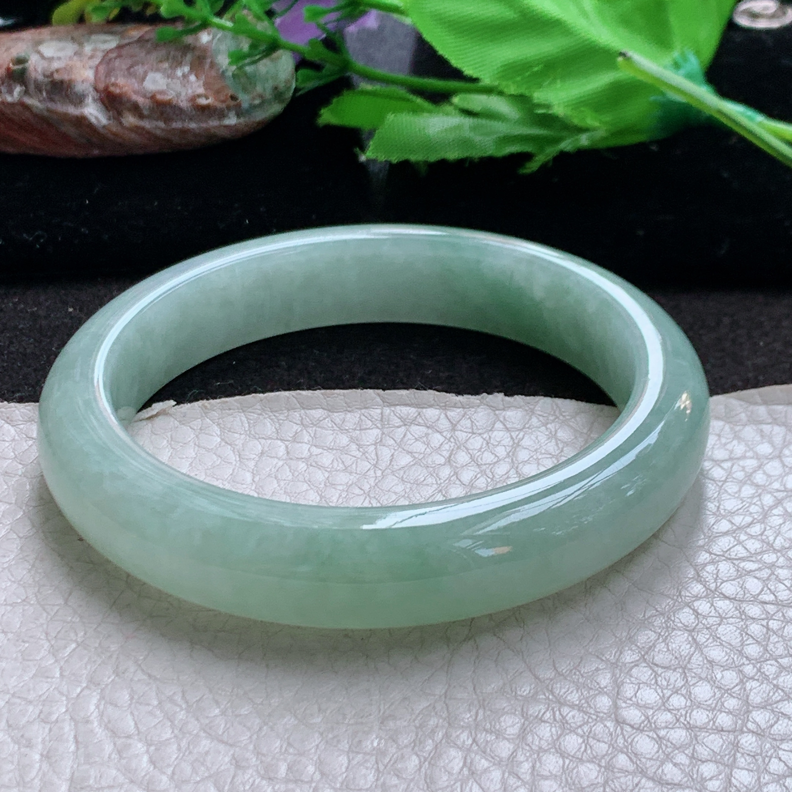 z大圈口60*12.6*8.5平安镯 缅甸翡翠a货玉手镯清爽清爽宽边玉手环