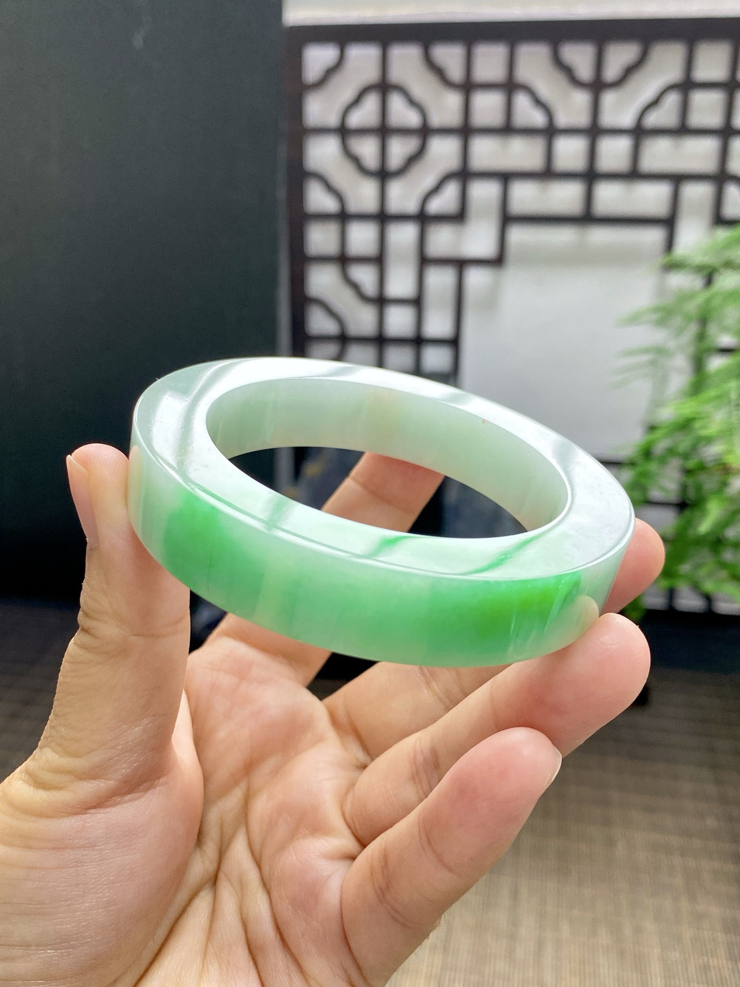 白底青手镯胚 尺寸55-75-13 编号JF1074-2