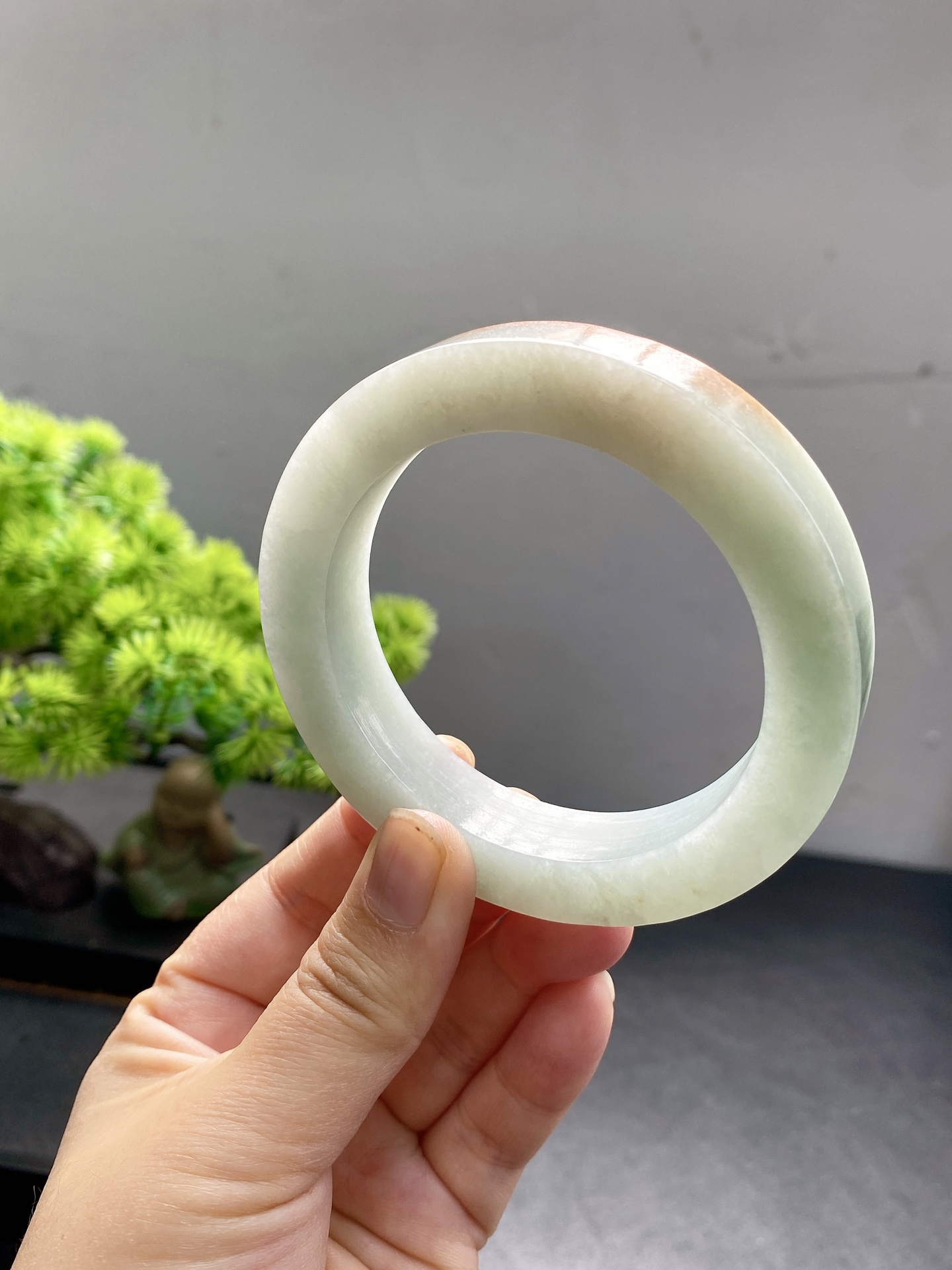 蓝绿底飘红翡 尺寸57-77-12.5 编号JF869
