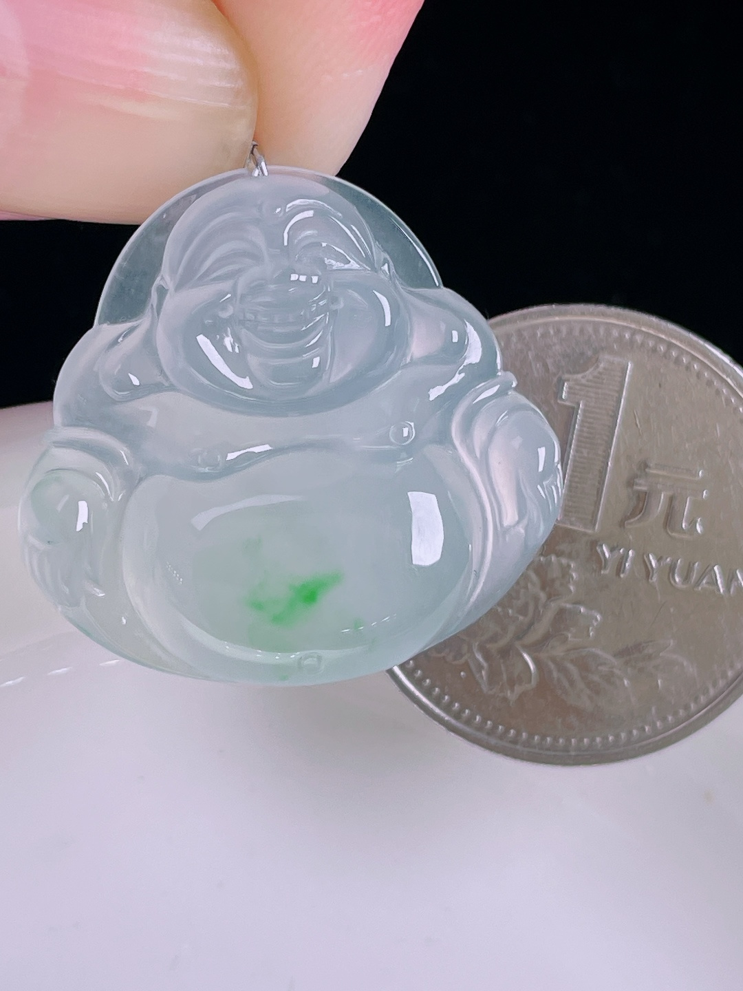 ️冰绿佛公，老种起光，细底通透，尺寸：26.3/27.5/6.3mm1006
