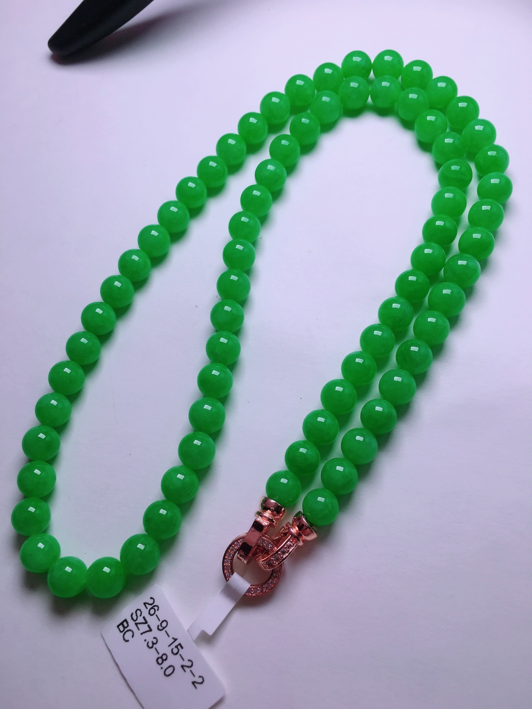 ️冰种绿珠子项链，晶莹剔透，新颖时尚，SZ7.3-8.0