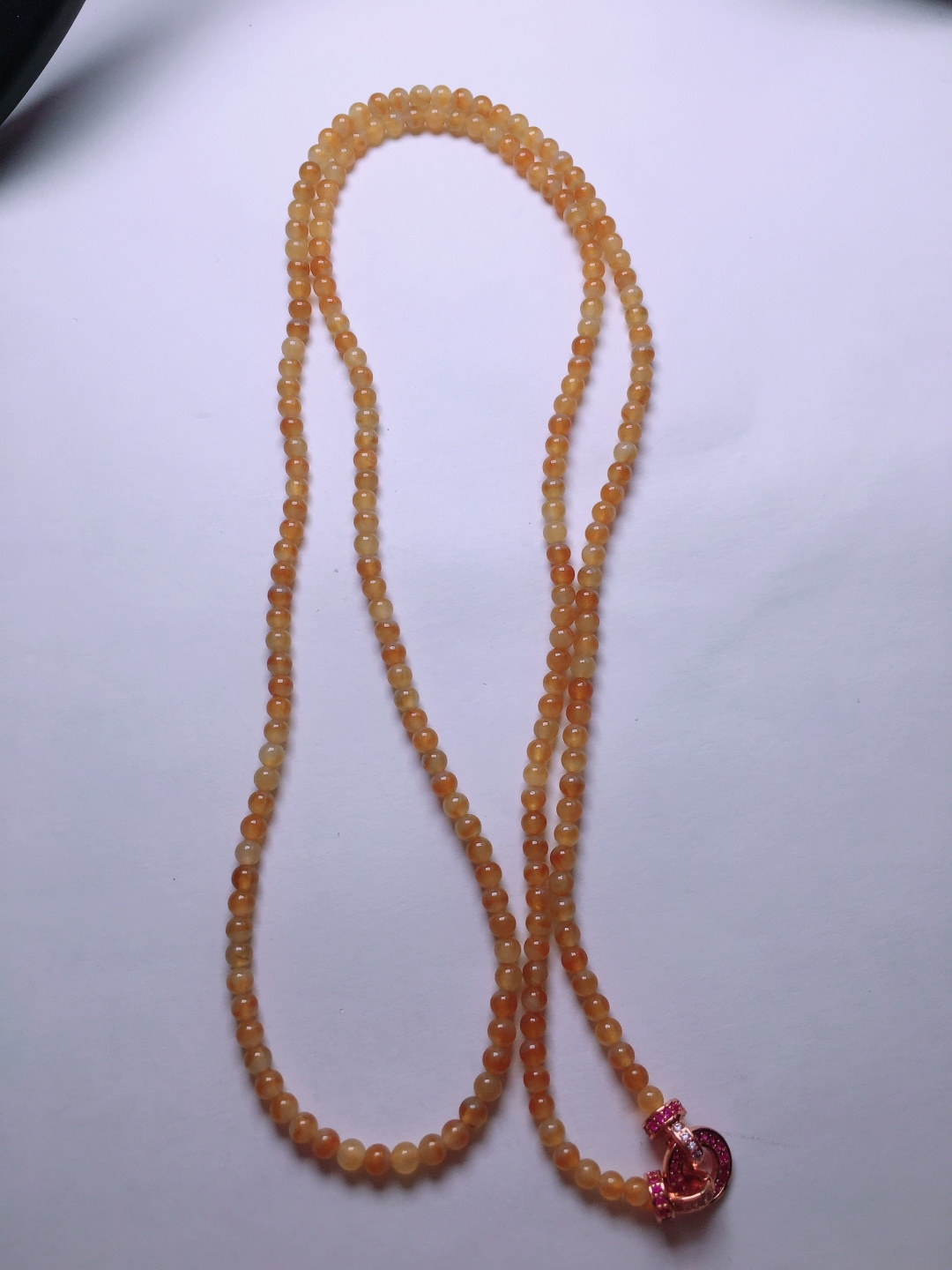 ️高冰黄翡珠子项链，晶莹剔透，新颖时尚，3.3-3.6