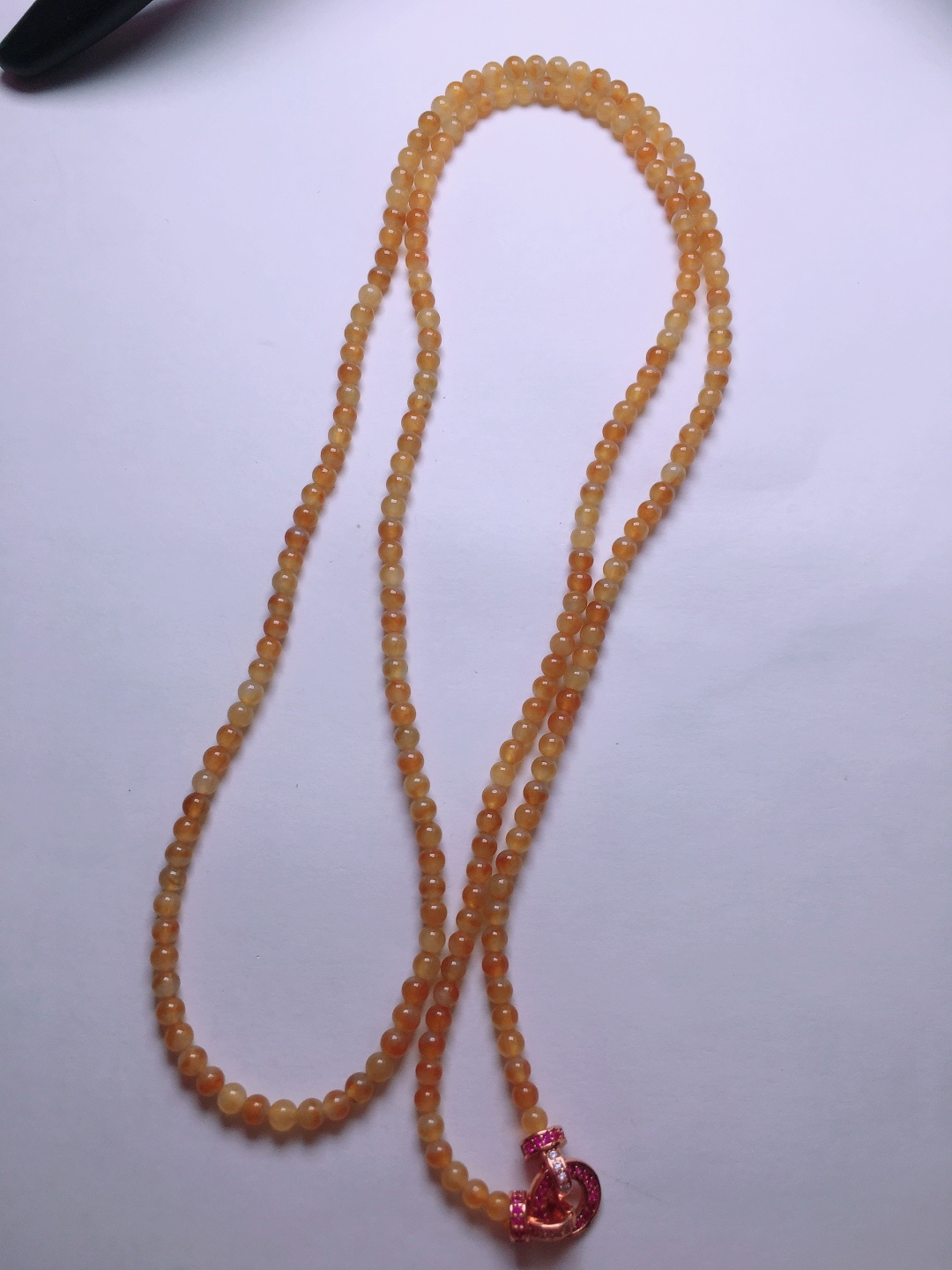 ️高冰黄翡珠子项链，晶莹剔透，新颖时尚，3.3-3.6