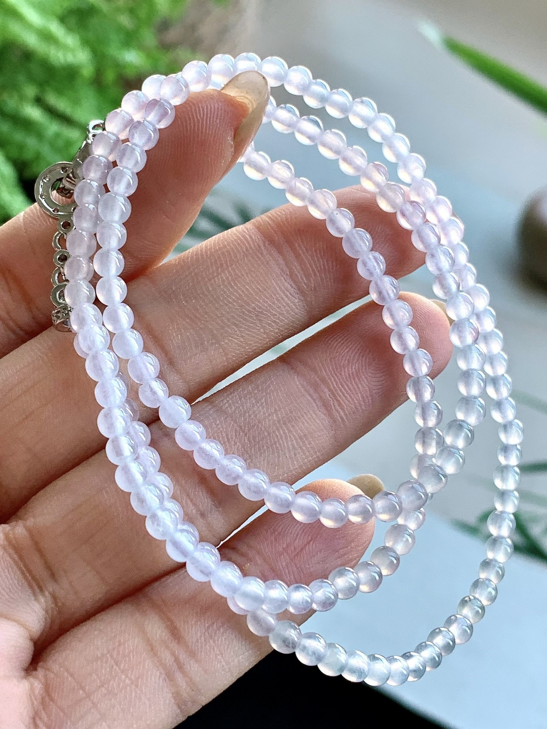 【珠子】️白冰珠链圆珠子珠链 【说明】缅甸 性比高 【尺寸】3.4mm，28cm 【重量】12.8