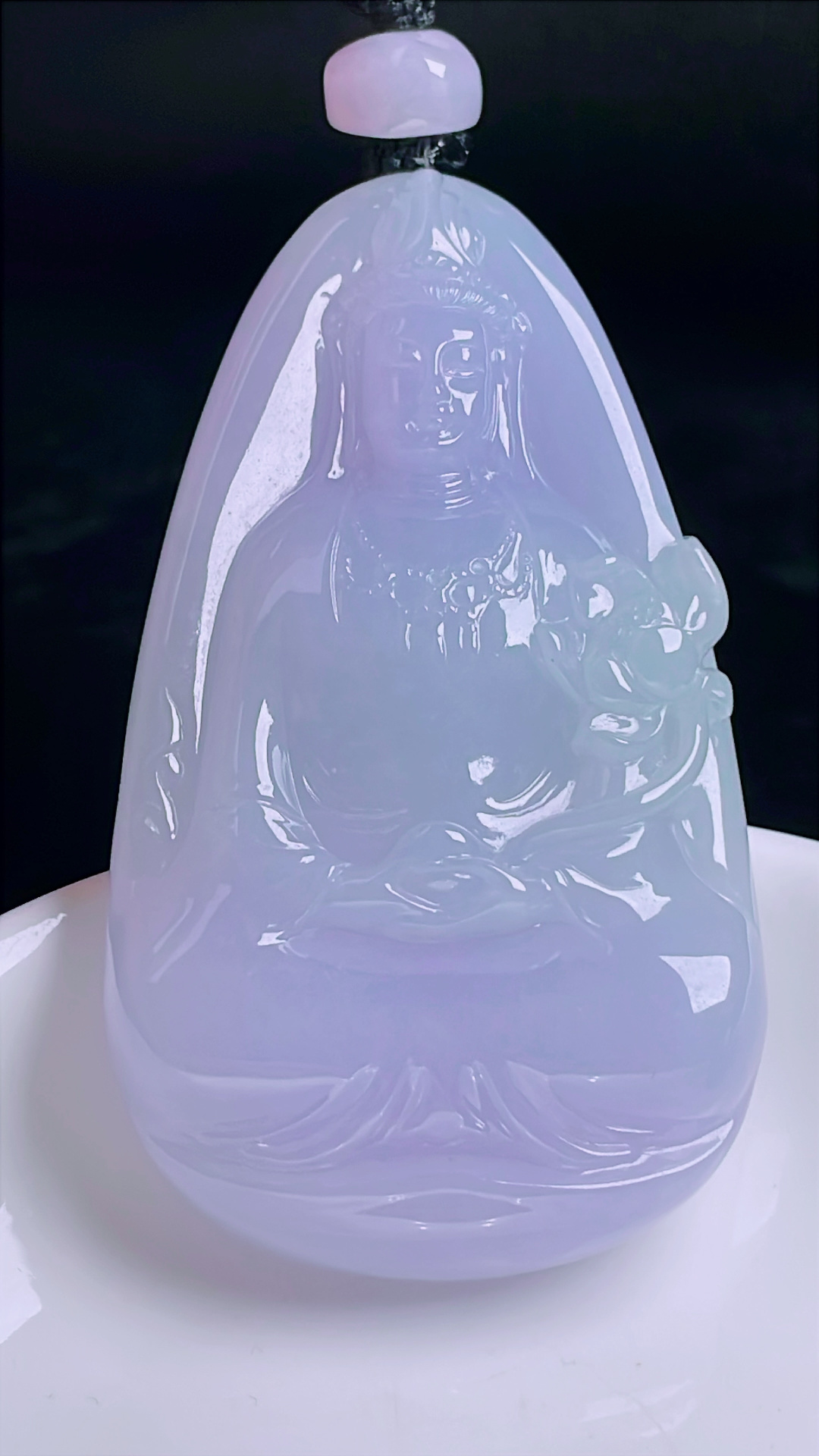 冰紫观音，老种起光，细底通透，尺寸：64.8/35.3/7.8mm0916