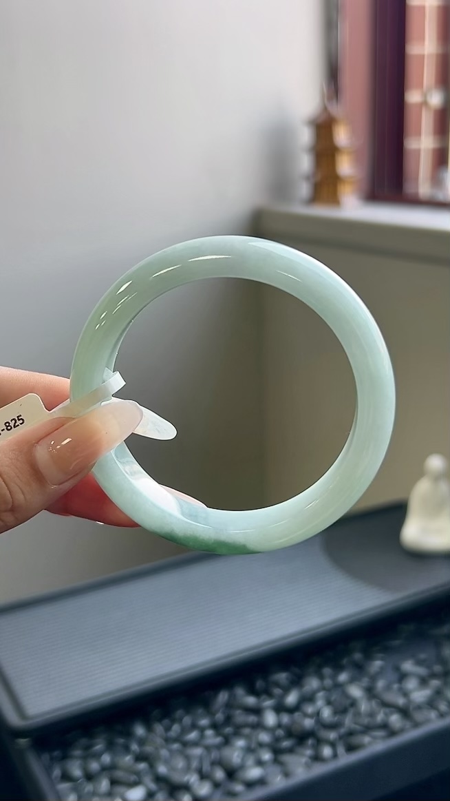 宽版晴底半山水正圈手镯成品 HY-6433 尺寸：56-13-8