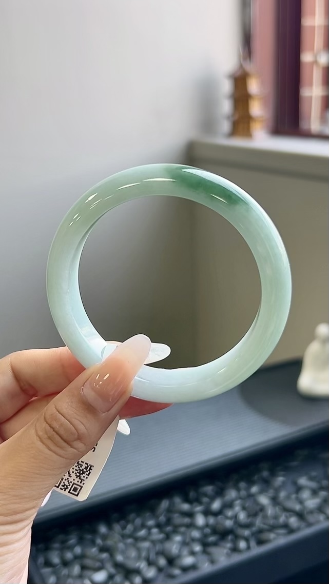 宽版晴底半山水正圈手镯成品 HY-6433 尺寸：56-13-8