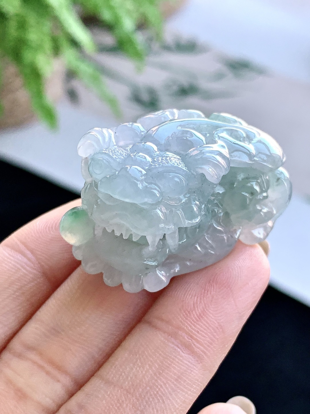 【裸石】️冰种飘花貔貅吊坠 【说明】缅甸 性比高 超厚 【尺寸】37.8-23-21.8 【重量】