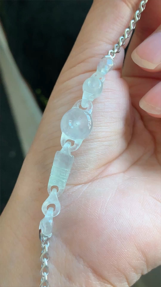️翡翠精品，仿古链子，冰种，925银 尺寸63-10-5.5 aa105