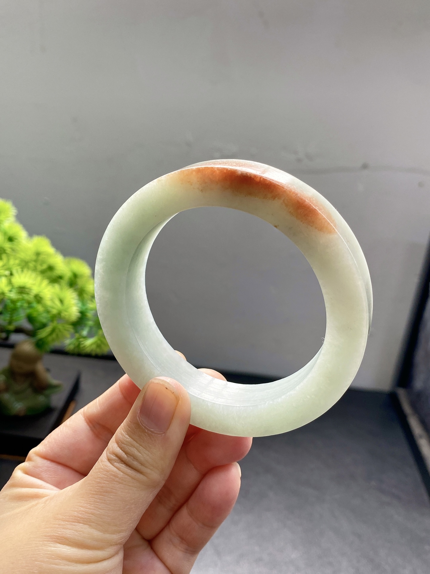 蓝绿底飘红翡 尺寸57-77-12.5 编号JF869