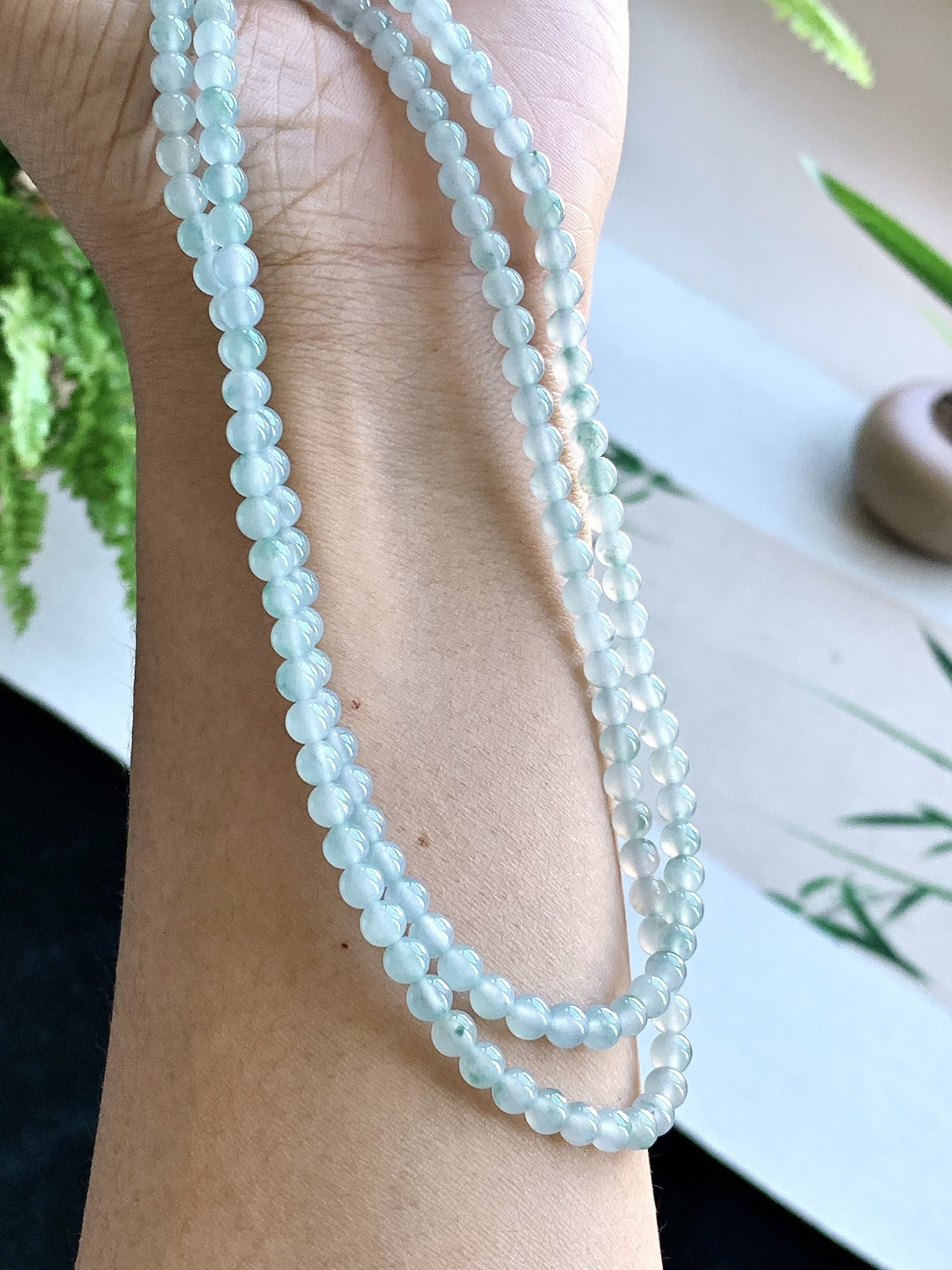 【珠子】️冰晴水珠链圆珠子珠链 【说明】缅甸 性比高 【尺寸】4.5mm，30cm 【重量】22.