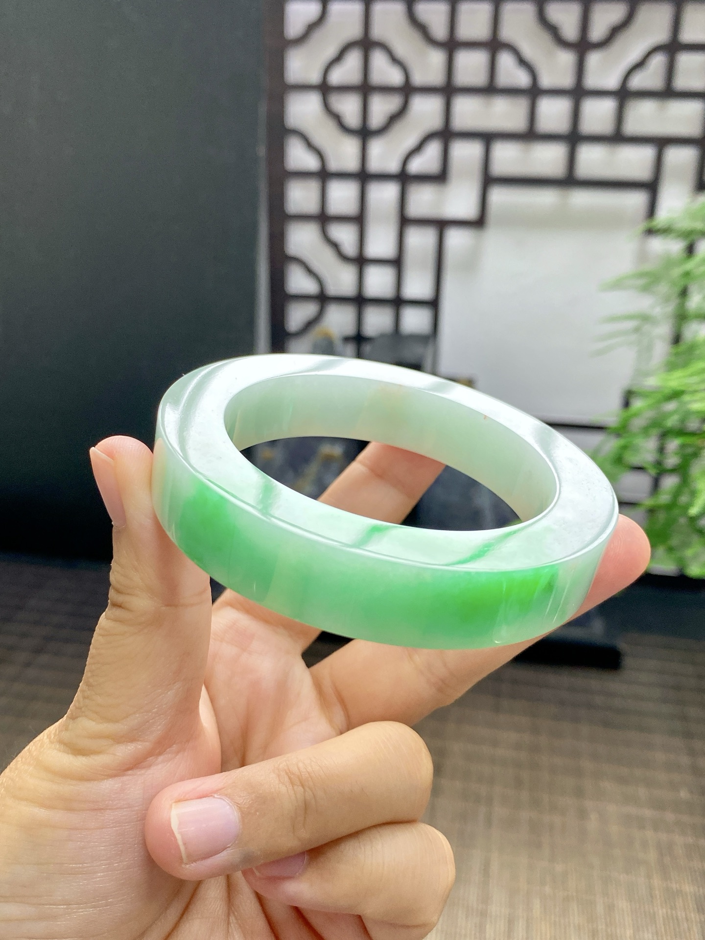 白底青手镯胚 尺寸55-75-13 编号JF1074-2