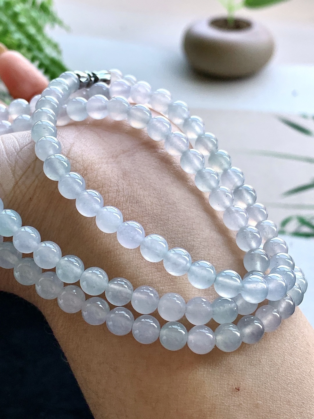 【珠子】️冰晴水珠链圆珠子珠链 【说明】缅甸 性比高 【尺寸】5.8mm，35cm 【重量】43克