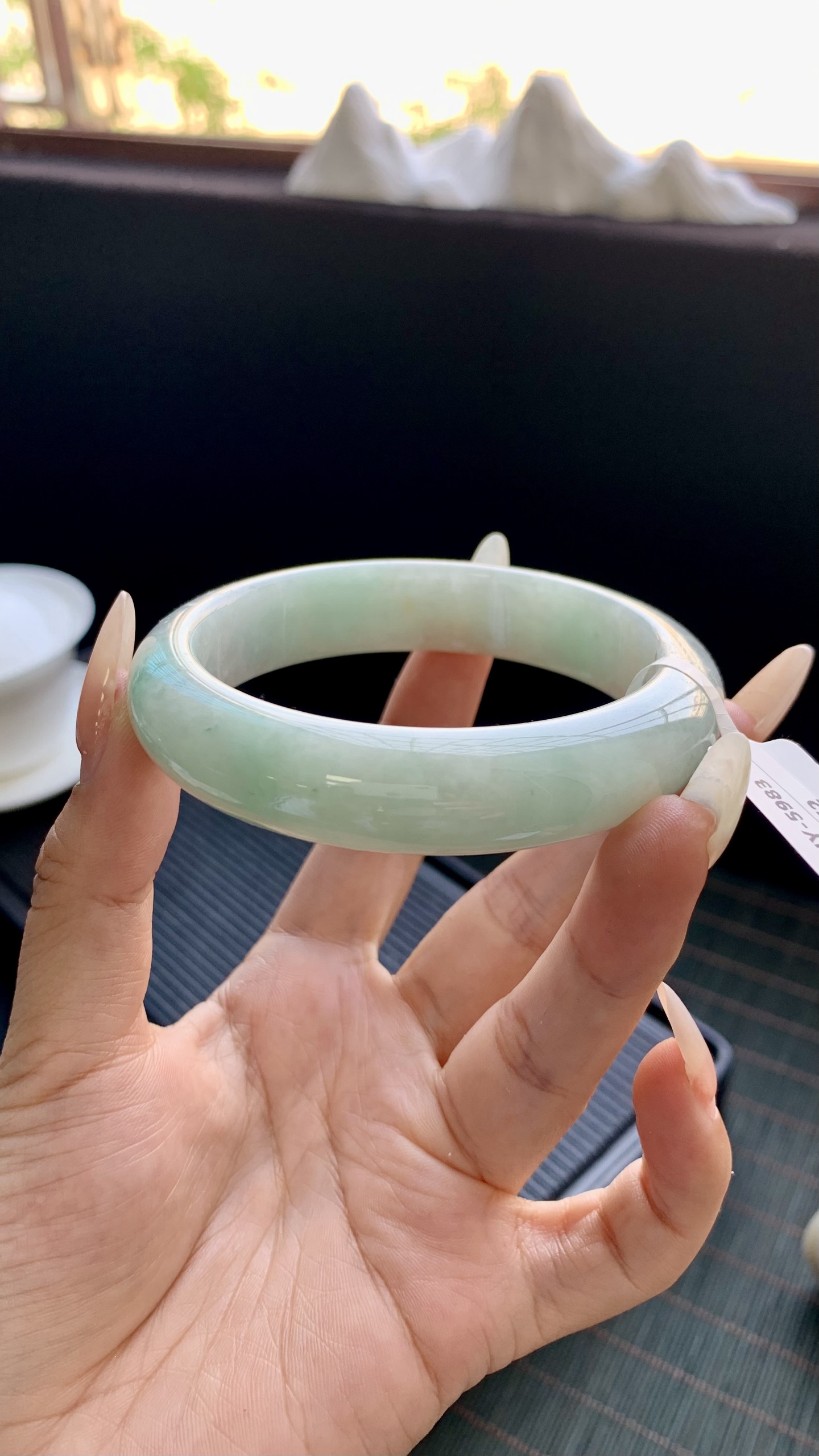 晴底洒金正圈手镯成品 HY-5983 尺寸：59-14-9