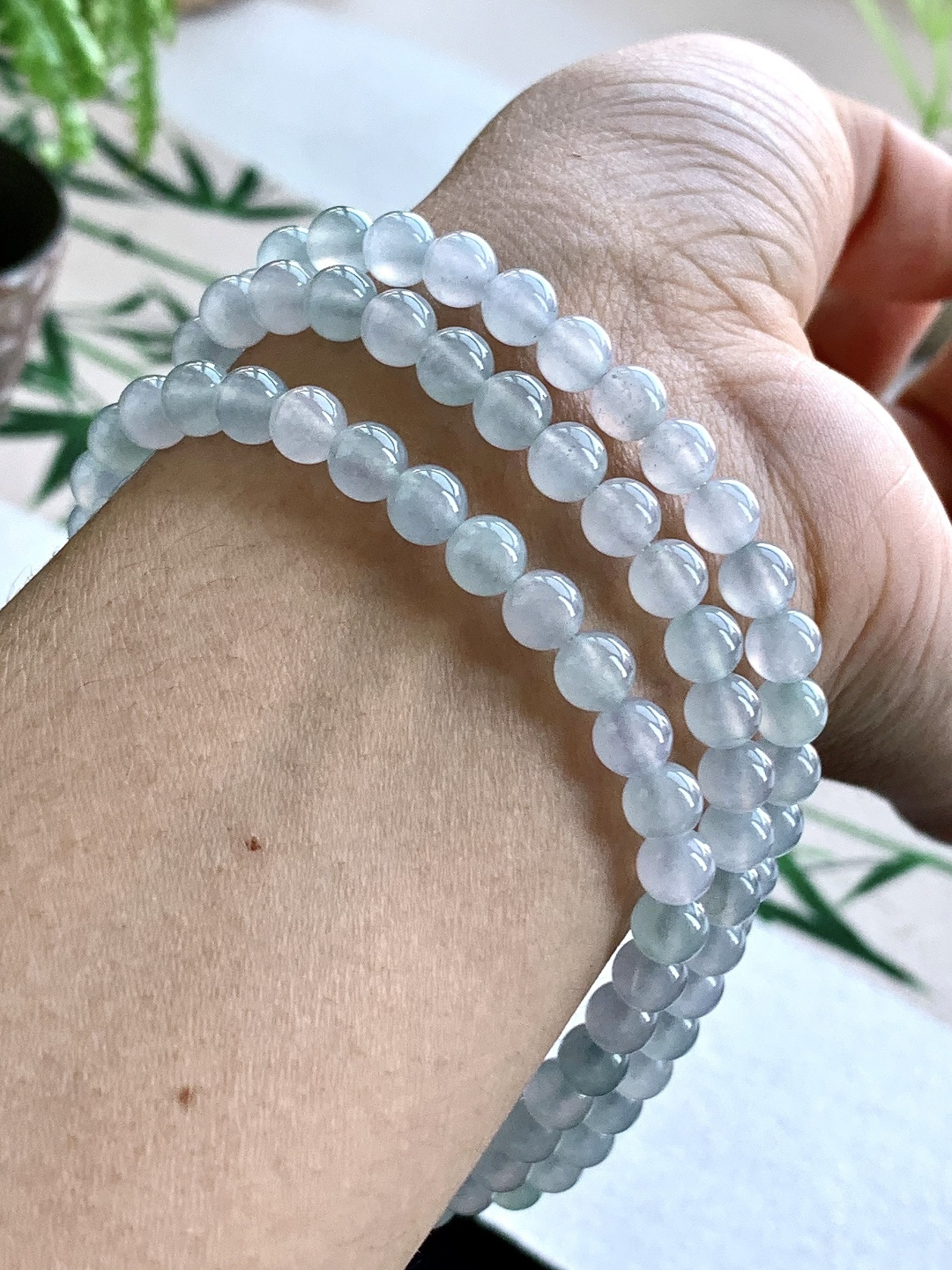 【珠子】️冰晴水珠链圆珠子珠链 【说明】缅甸 性比高 【尺寸】5.8mm，35cm 【重量】43克