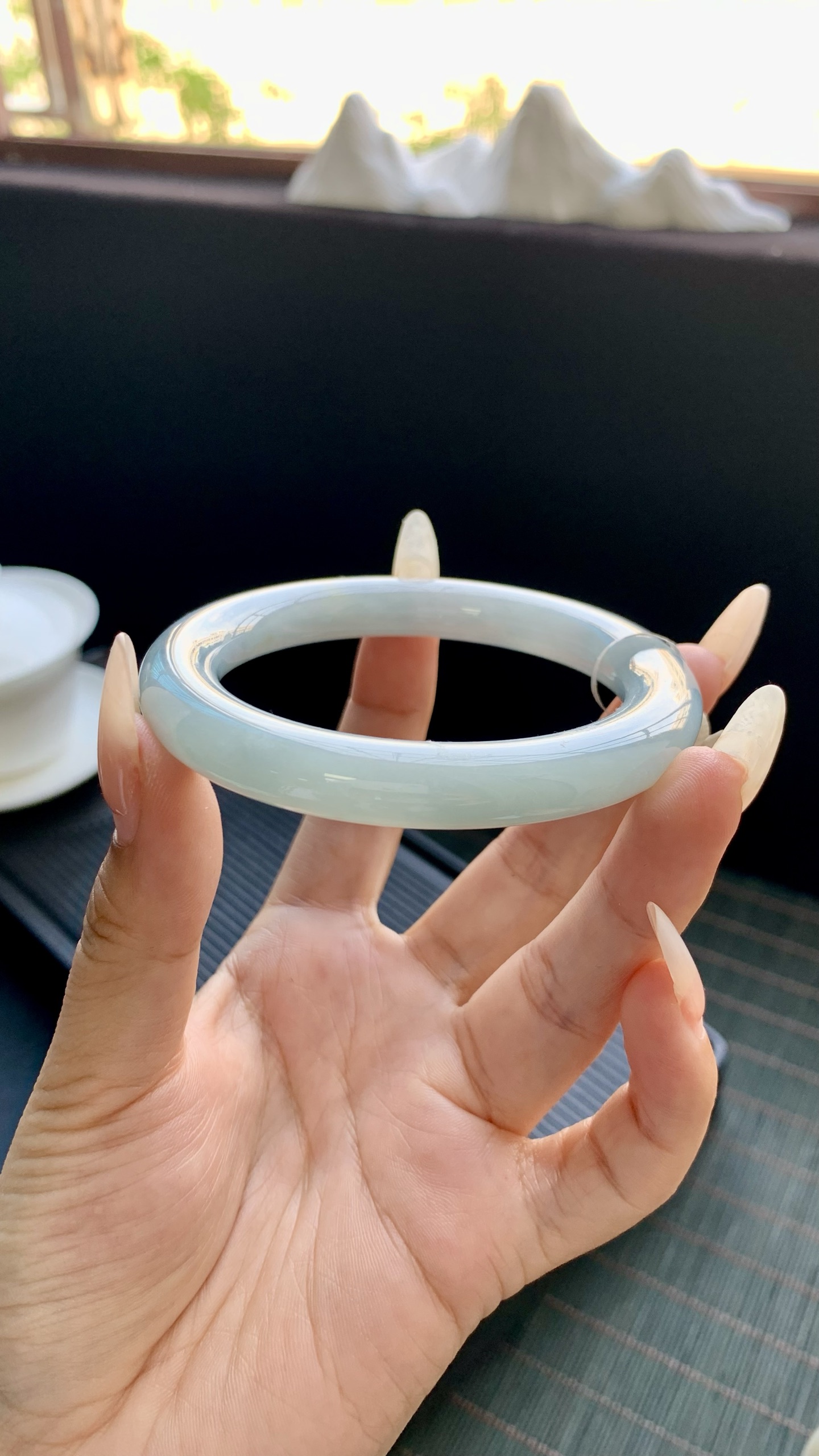 晴底洒金圆条手镯成品 HYY-6960 尺寸：55-9.5-10