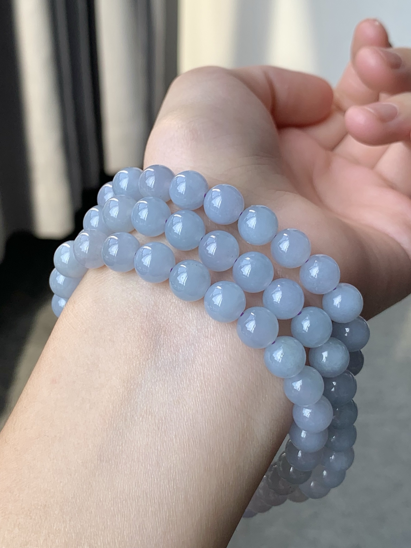 一口 没有折扣 冰胶紫底项链 淡淡糯紫 胶润细腻 尺寸7.8 颗数80【1008LX-027】