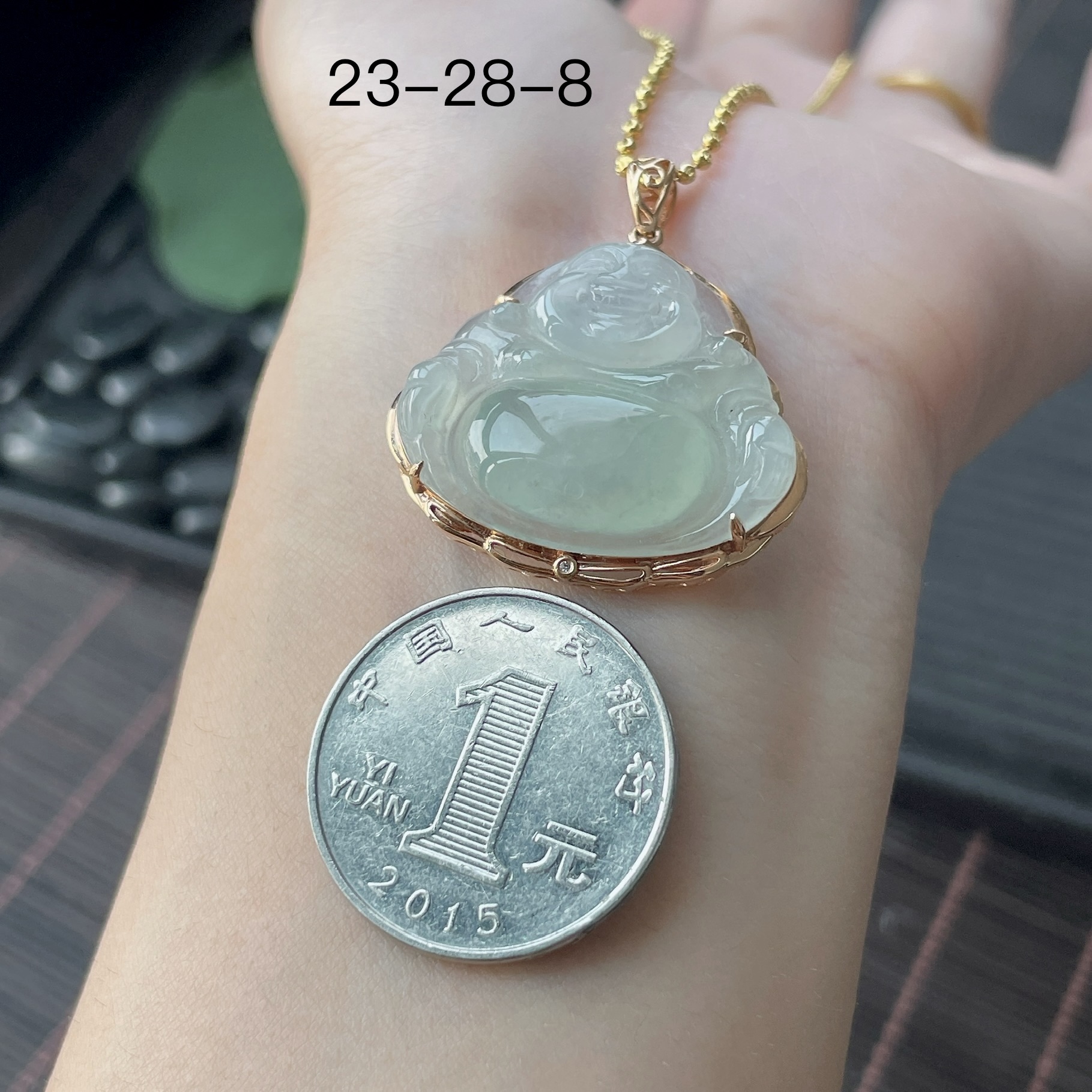 金镶-冰淡晴绿佛公 YJ3-02-6 尺寸：23.5-28-8，23-28-8
