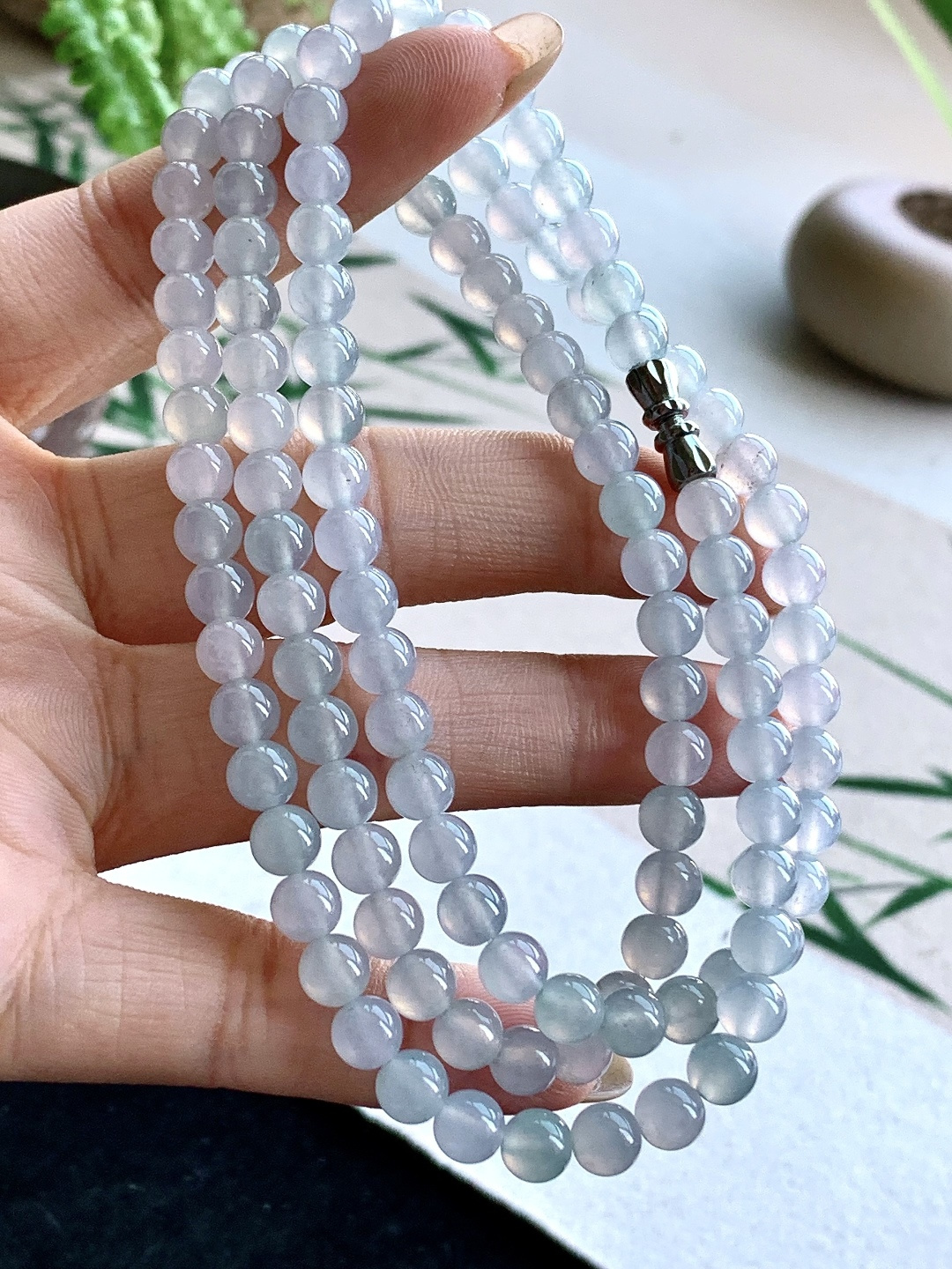 【珠子】️冰晴水珠链圆珠子珠链 【说明】缅甸 性比高 【尺寸】5.8mm，35cm 【重量】43克