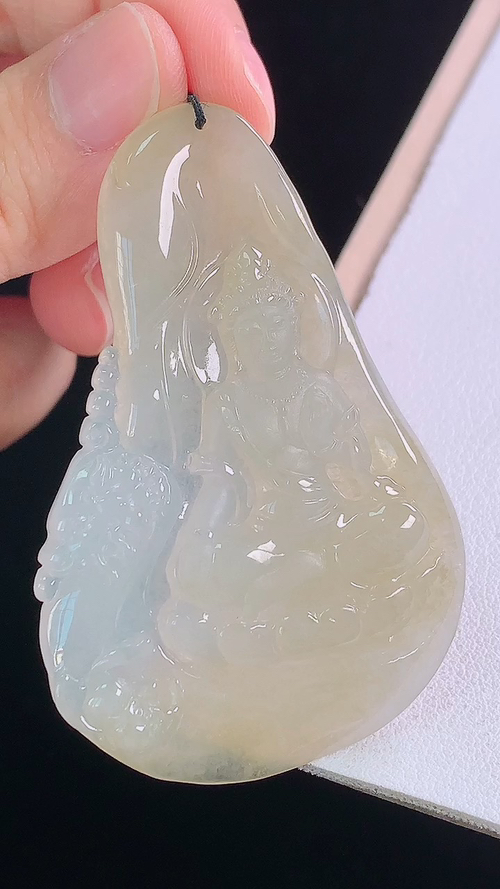 秒杀️黄翡观音，无裂，尺寸:59.8-38.7-5.8mm 6