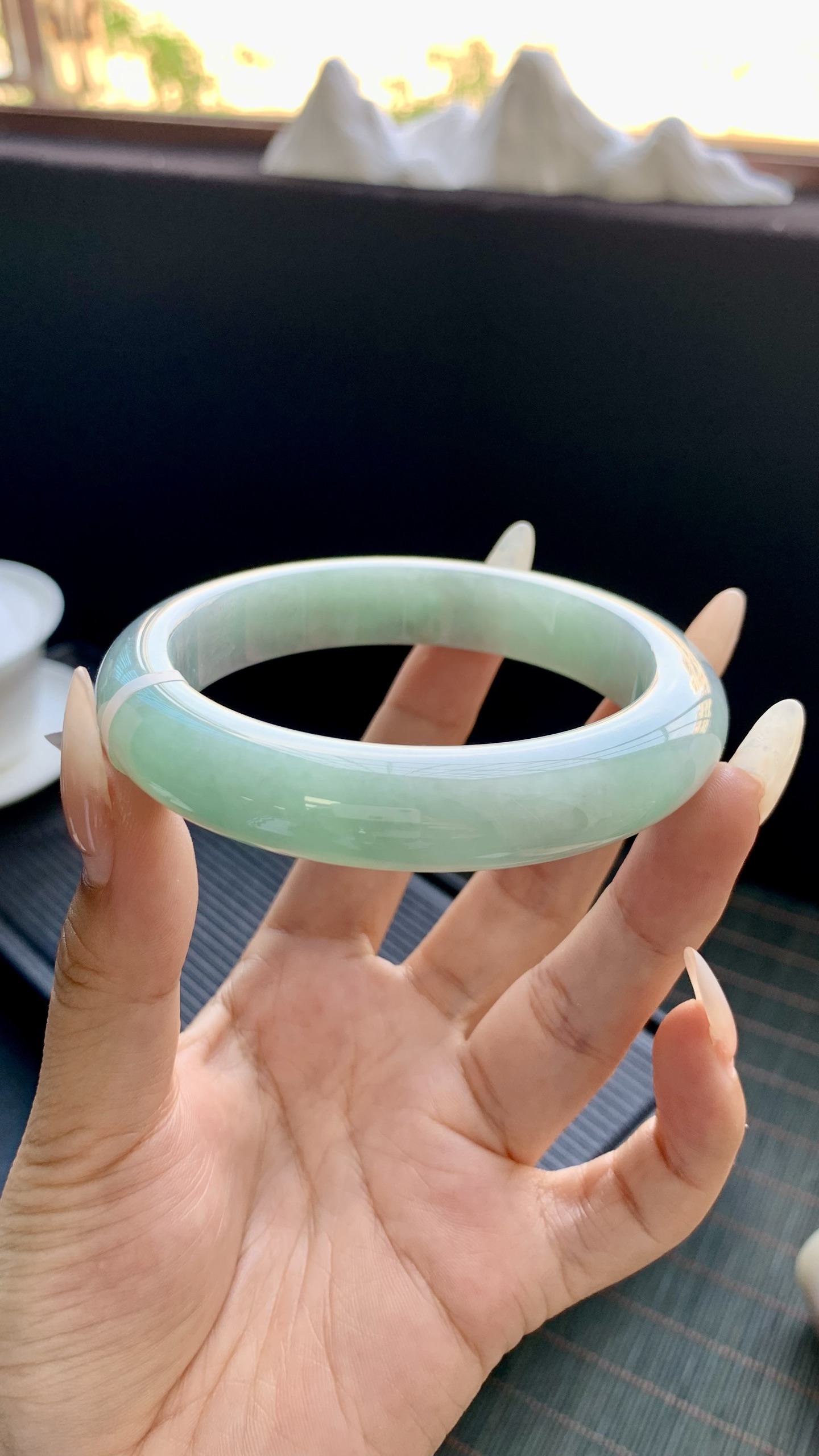 宽版晴绿正圈手镯成品 HYC-1158 尺寸：60-13-10
