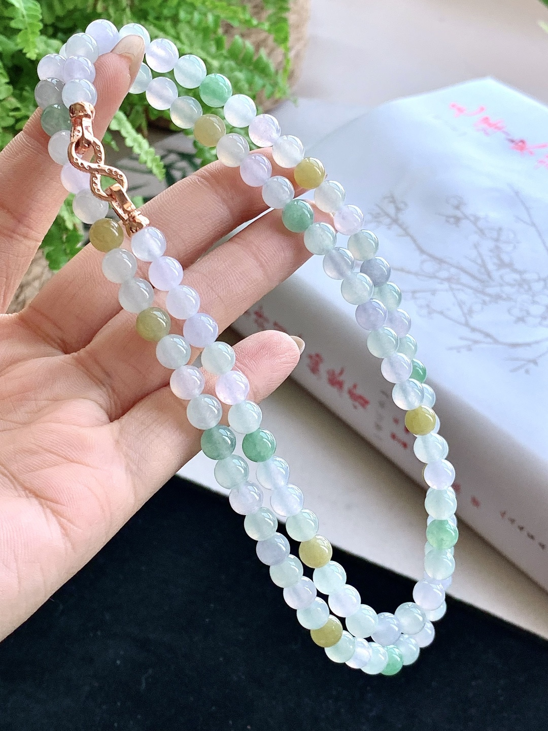 【珠子】️冰多宝珠链圆珠子珠链 【说明】缅甸 性比高 【尺寸】6.6mm，33cm 【重量】51.