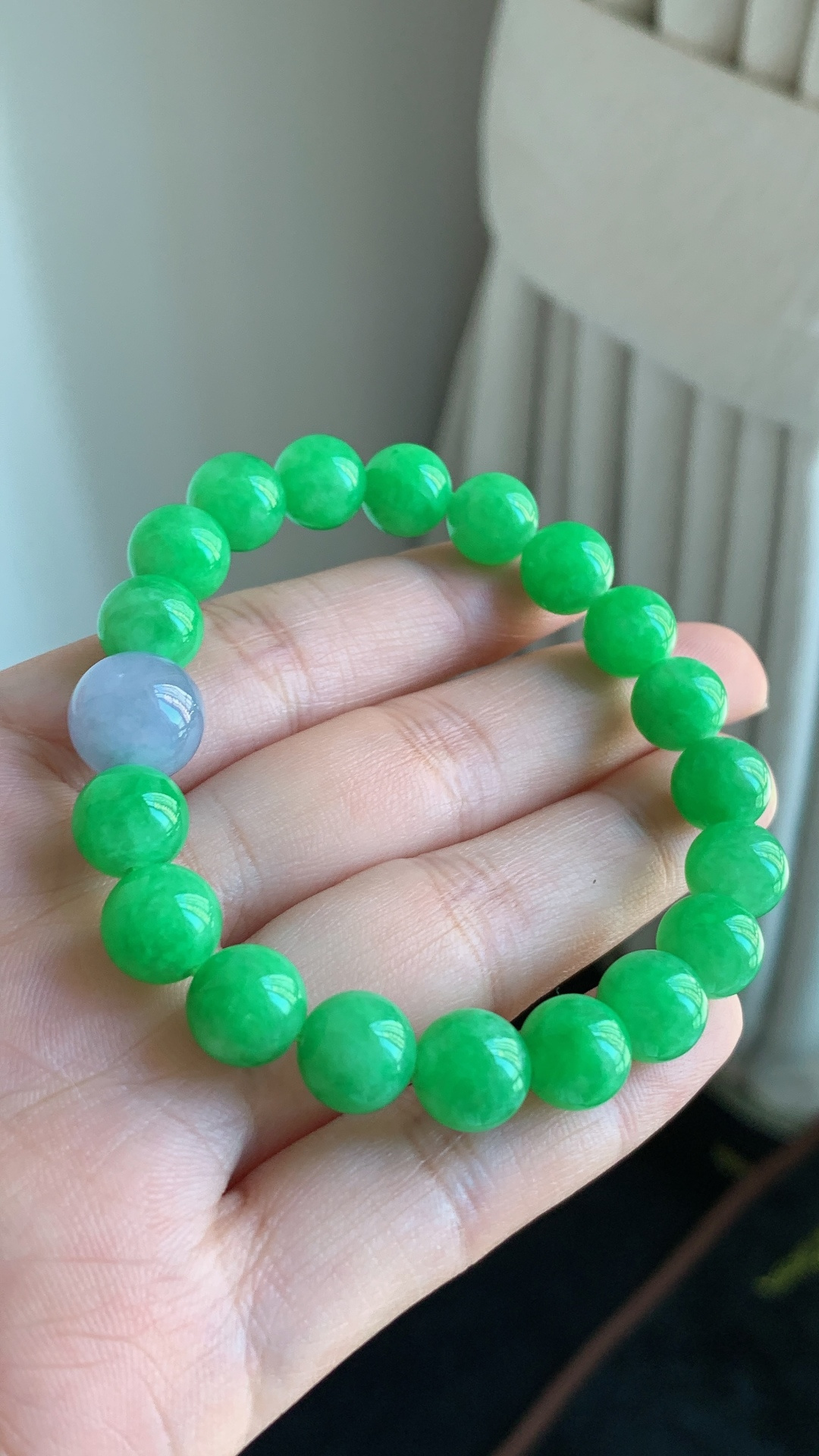 ️翡翠精品，翡翠项链，阳绿色，尺寸9.5+11.5 h108