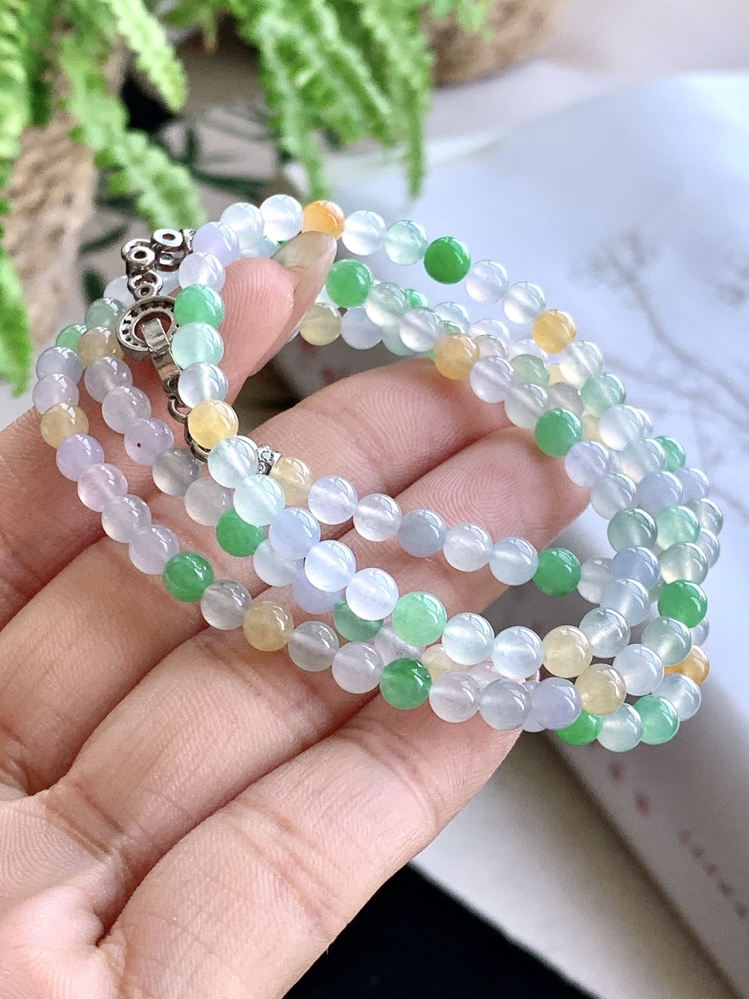 【珠子】️冰多宝珠链圆珠子珠链 【说明】缅甸 性比高 【尺寸】4.4mm，32cm 【重量】23.
