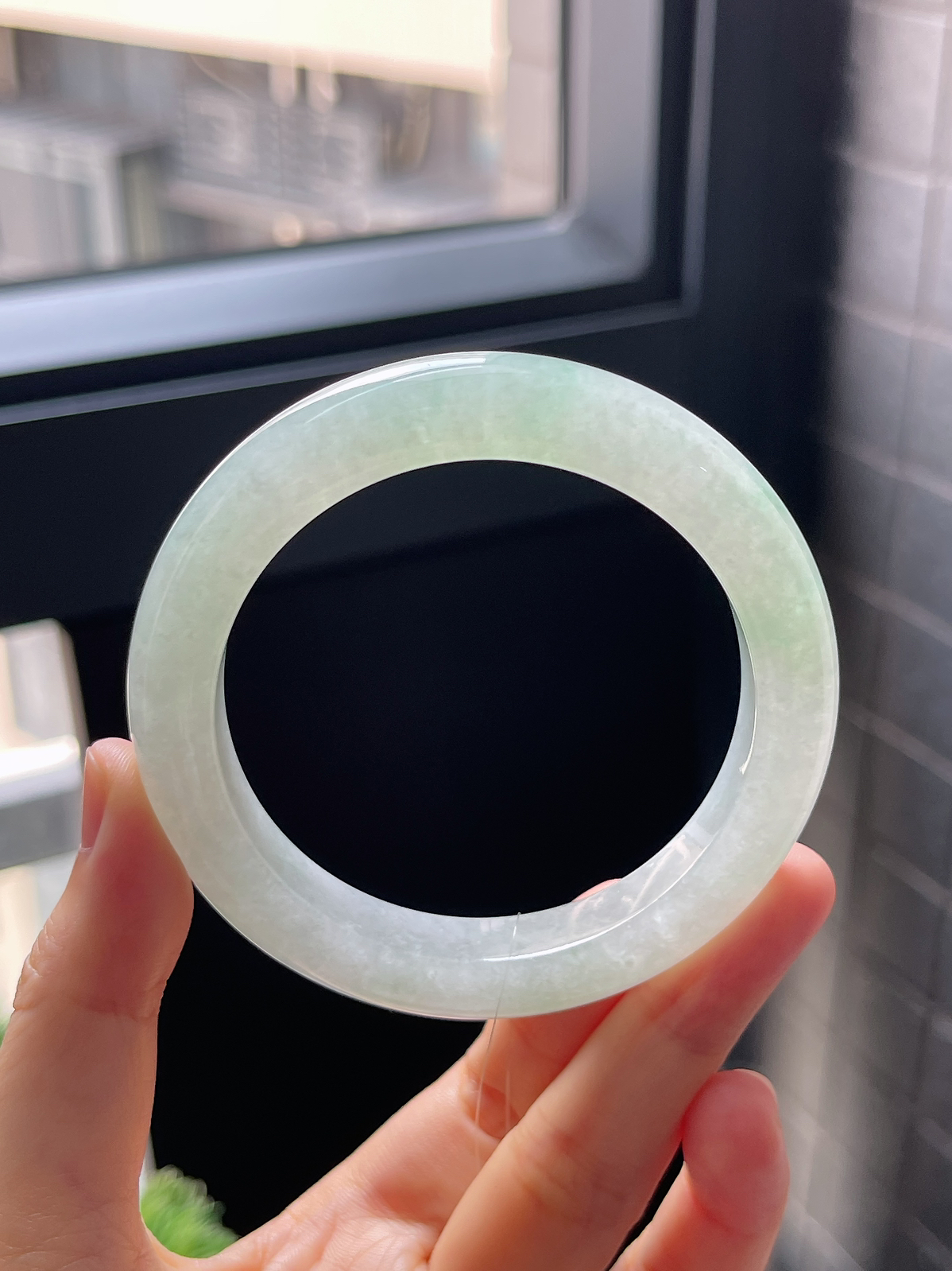 正圈55.5圈口，翡翠冰糯种飘花手镯