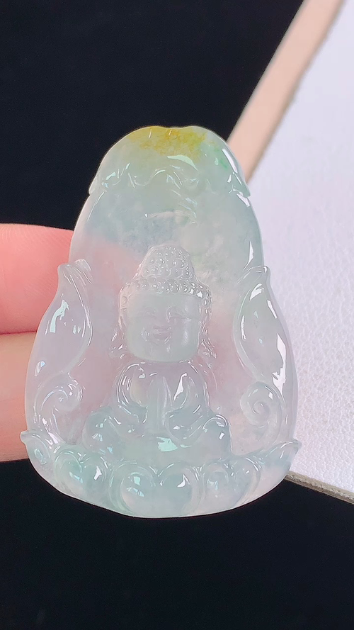 ️冰黄宝宝佛，无裂，尺寸:43.2-29.7-4.8mm 7
