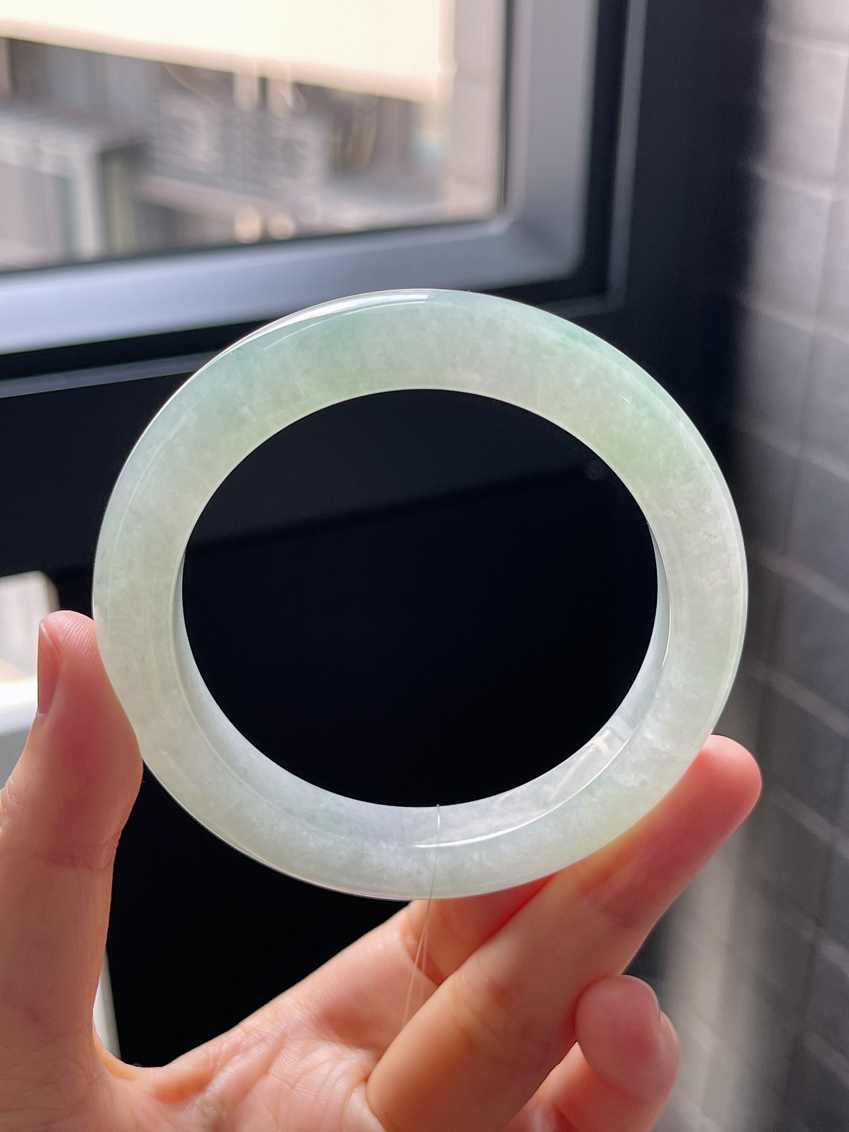 正圈55.5圈口，翡翠冰糯种飘花手镯