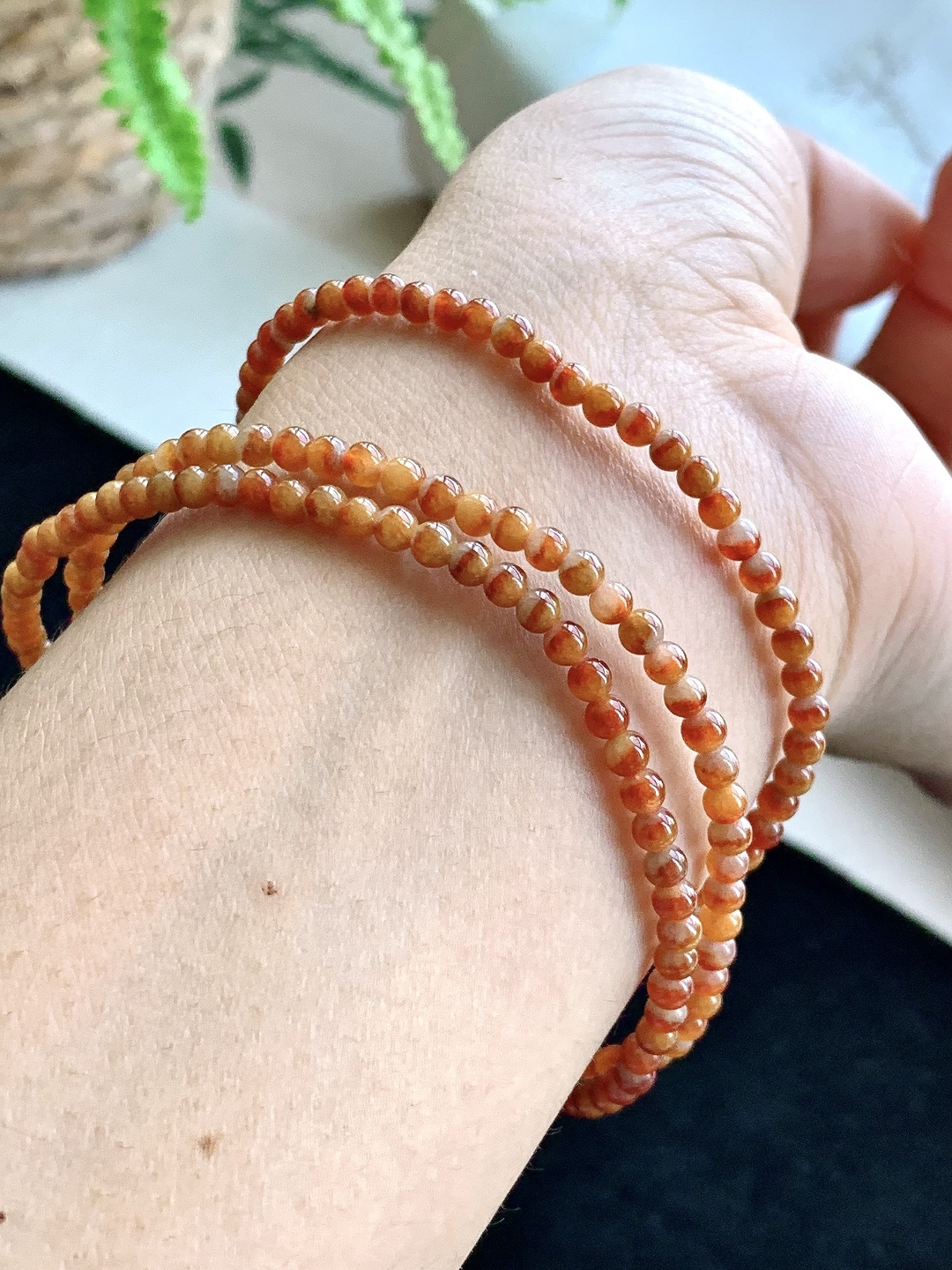 【珠子】️冰红翡珠链圆珠子珠链 【说明】缅甸 性比高 【尺寸】3.3mm，30cm 【重量】14.3克