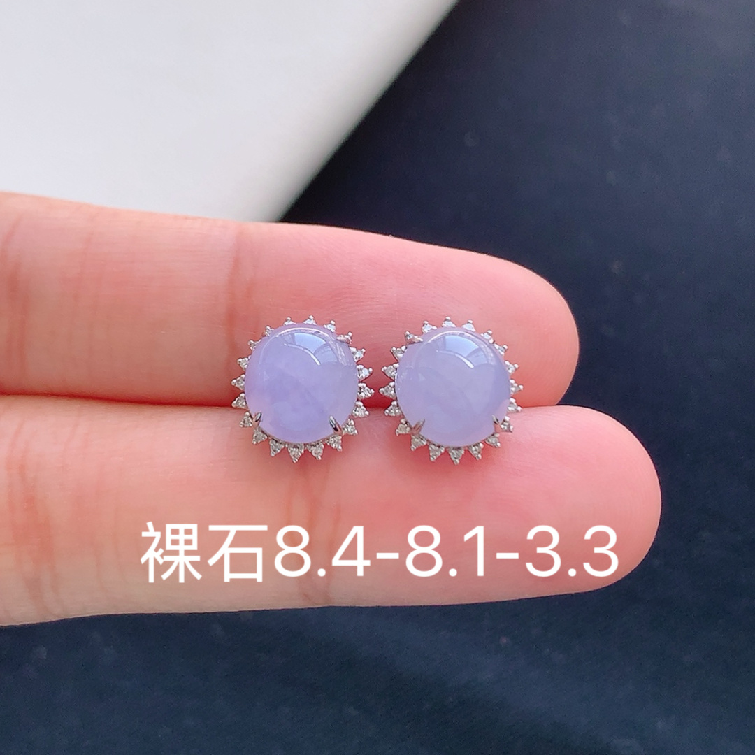️ 冰种耳钉。紫味浓郁，饱满底子细腻，佩戴端庄典雅 货号251006，8.4-8.1-3.3