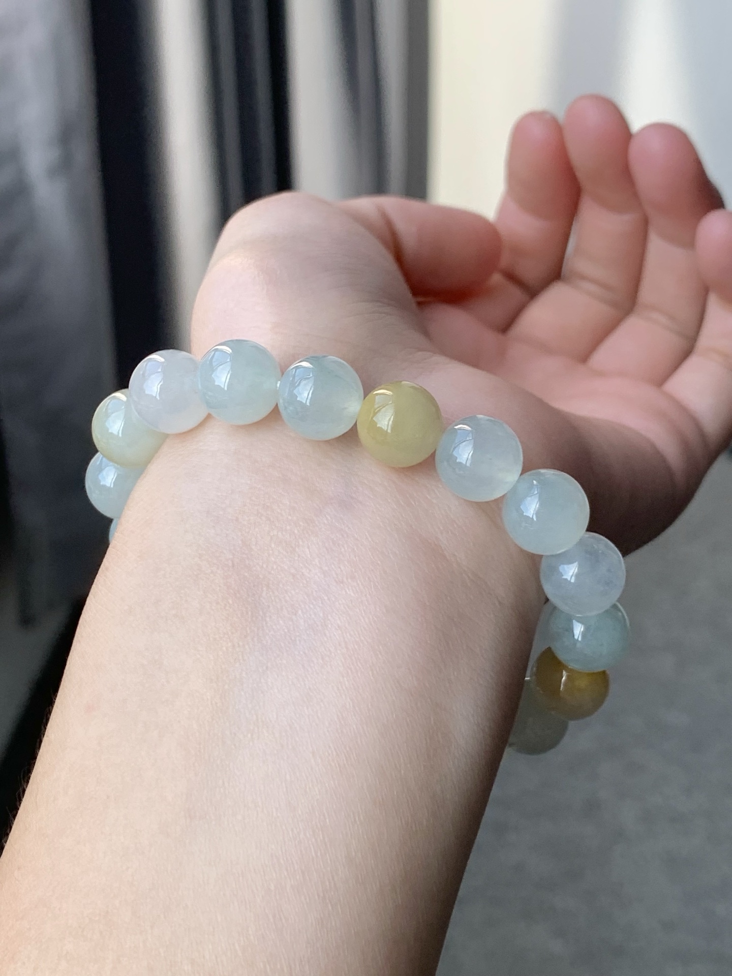 一口 没有折扣 冰黄翡手串 色泽亮丽 胶润细腻 尺寸10【1008LX-030】