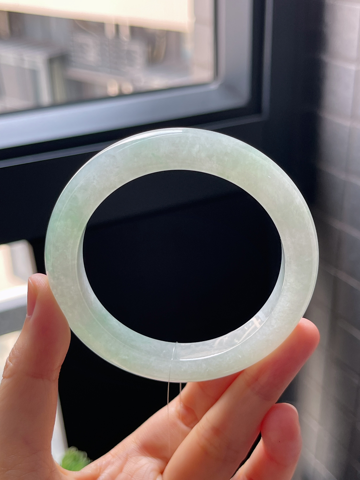 正圈55.5圈口，翡翠冰糯种飘花手镯