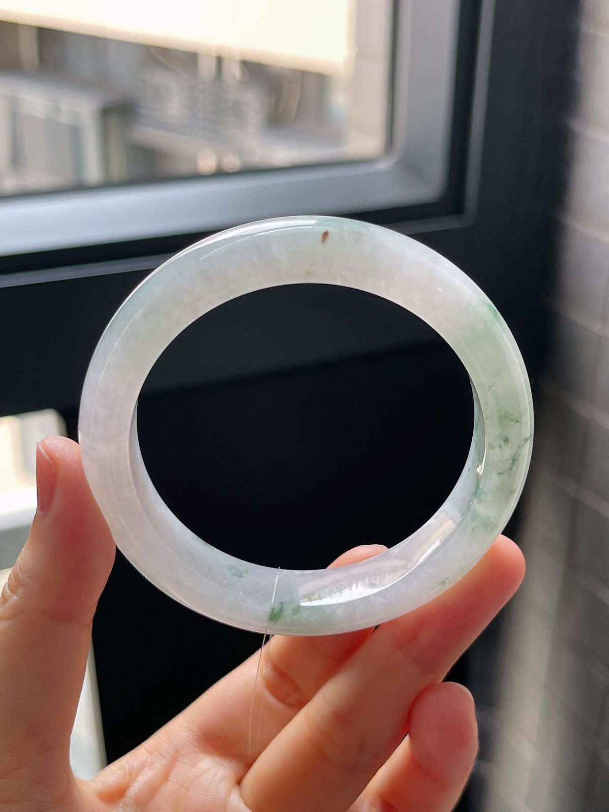 正圈54圈口，翡翠冰糯种飘花手镯