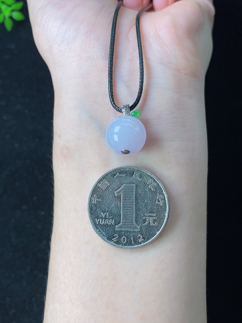 18k金镶玉珠吊坠，无裂，尺寸12.0mm,812xdz