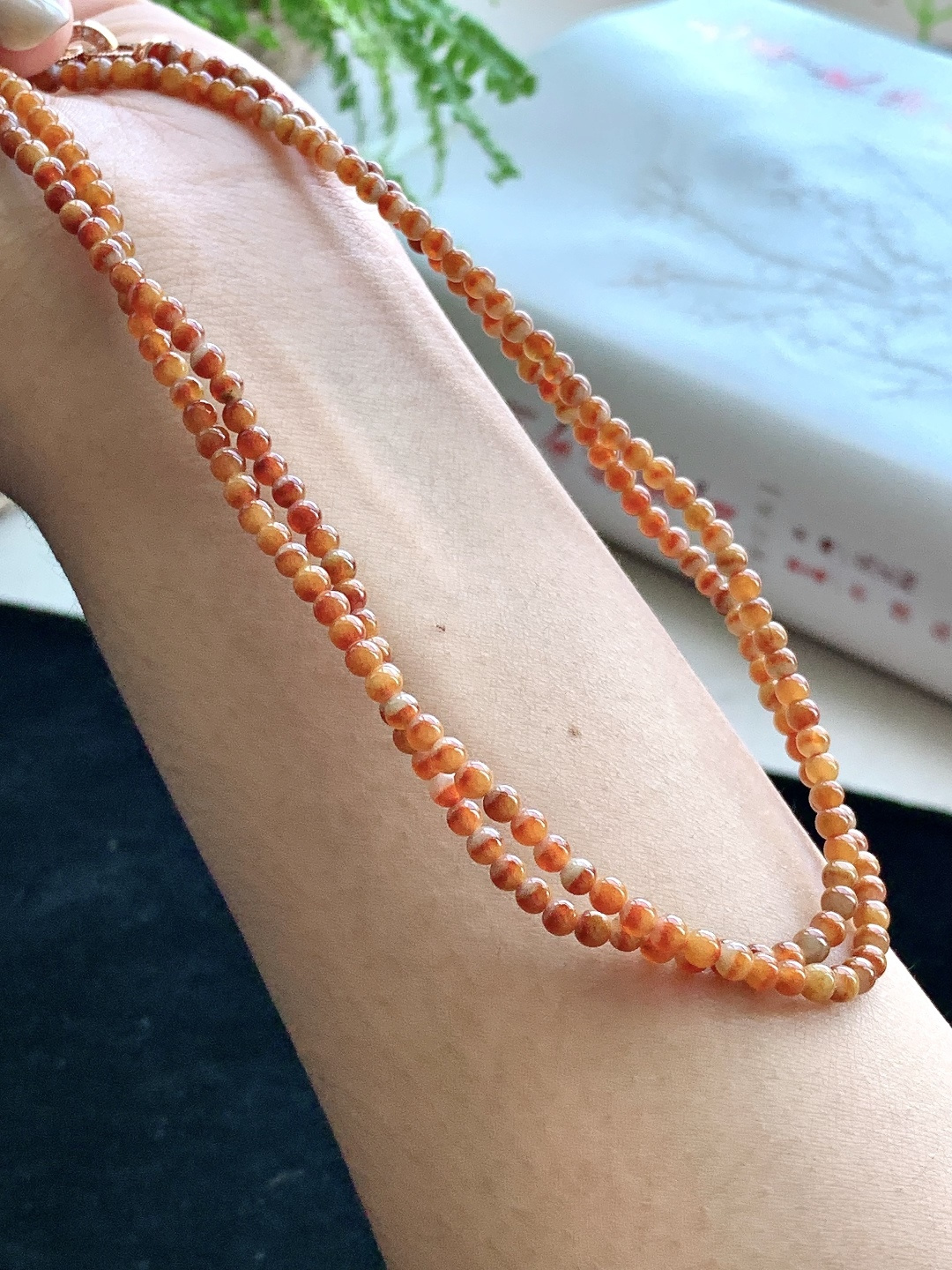 【珠子】️冰红翡珠链圆珠子珠链 【说明】缅甸 性比高 【尺寸】3.3mm，30cm 【重量】14.3克