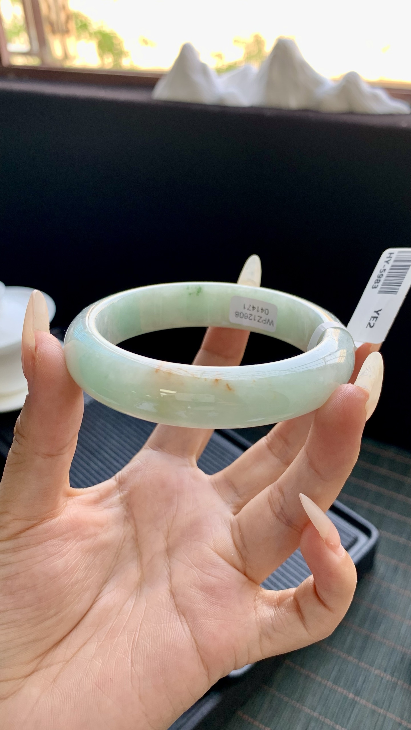 晴底洒金正圈手镯成品 HY-5983 尺寸：59-14-9