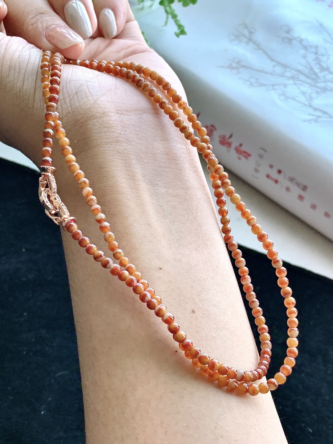 【珠子】️冰红翡珠链圆珠子珠链 【说明】缅甸 性比高 【尺寸】3.3mm，30cm 【重量】14.3克