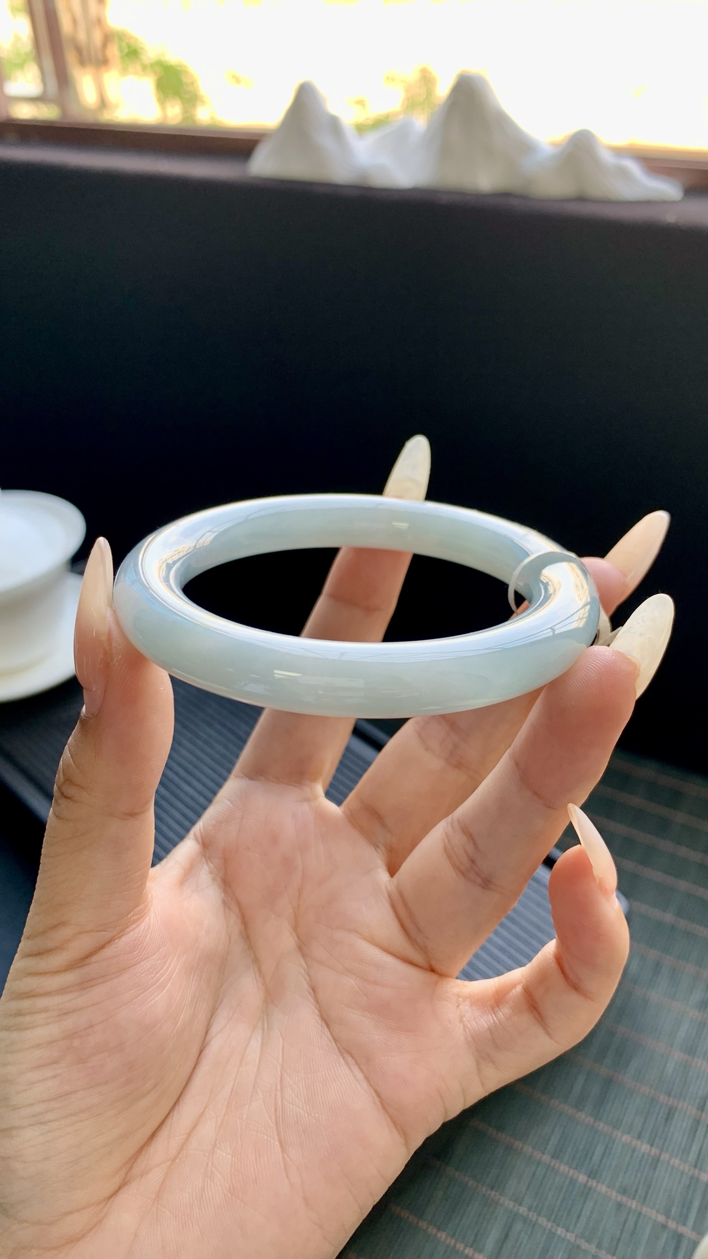 晴底洒金圆条手镯成品 HYY-6960 尺寸：55-9.5-10