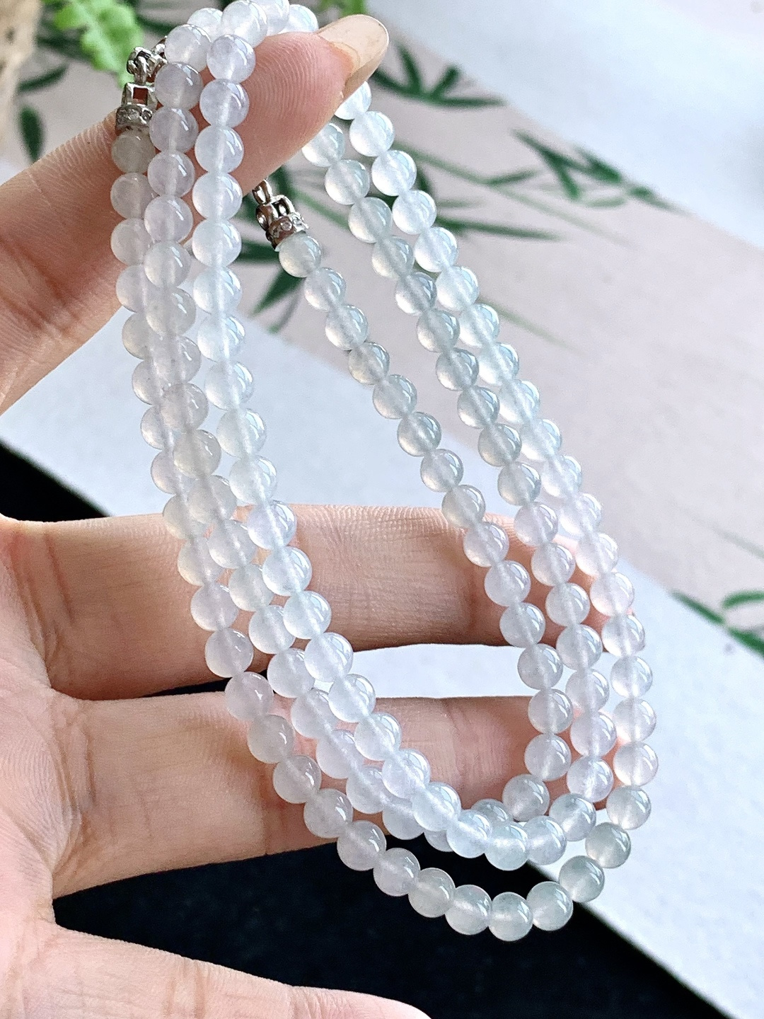 【珠子】️白冰珠链圆珠子珠链 【说明】缅甸 性比高 【尺寸】4.7mm，32cm 【重量】26.7