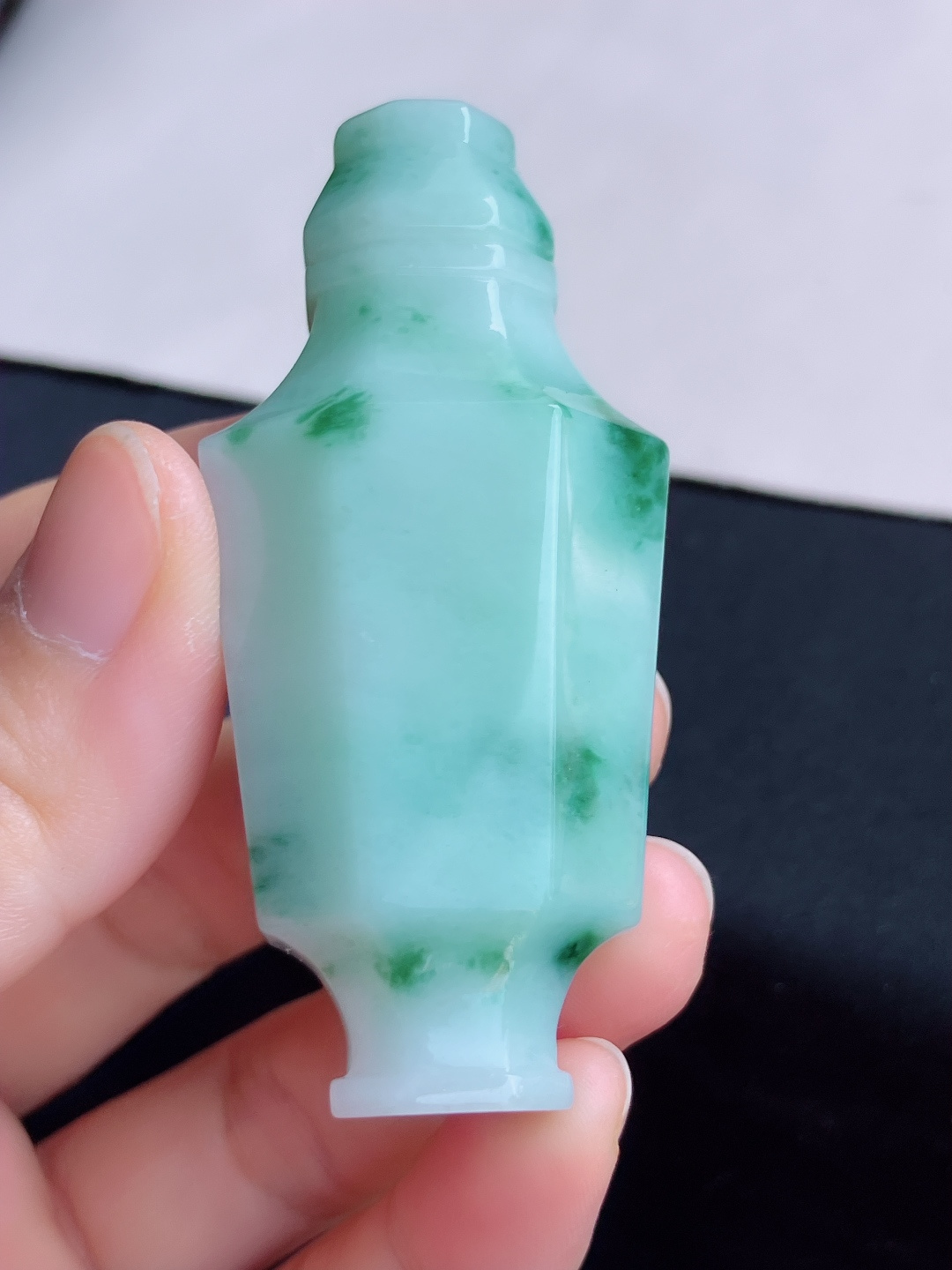 ️，冰飘绿花鼻烟壶，特色小摆，尺寸67.5/31/23/自然光实拍