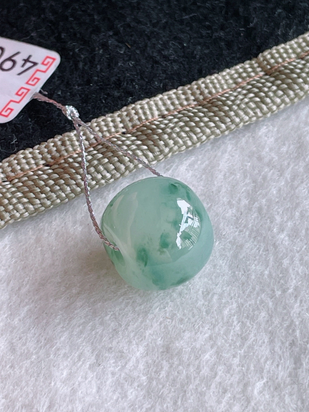 ️，缅甸天然翡翠A货，冰飘花路路通单珠，尺寸：14.4-12mm。【编4122】