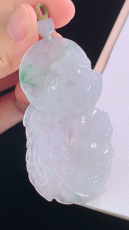 ️冰飘花凤凰，无裂，尺寸:62.2-32.9-6.8mm 6