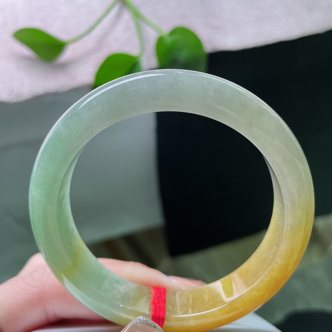55.2/12.5/8.4黄加绿正圈，水润细腻，大地鎏金，碧色入骨，典雅贵气，无裂，ss57244a